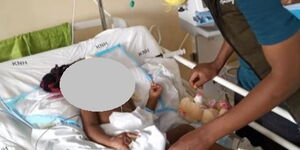 Baby Talisha in hospital after an accident along Thika Road.