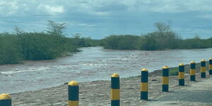 A section of Logo Logo area at Isiolo-Marsabit-Moyale Road experiences flooding on October 25, 2023.