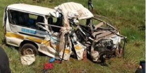 A matatu involved in a road accident at the Londiani junction on Saturday, May 23.