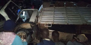 The wreckage of a lorry involved in an accident along the Kisumu-Kericho highway on Tuesday, September 17, 2025.