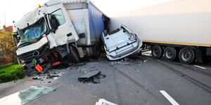Lorry involved in an accident at the Sachang'wan black spot