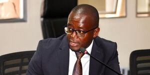 LSK President Eric Theuri making a presentation on LSK memorandum on the public petition for the ban of TikTok on November 14, 2023 