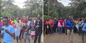 A group of Kajiado residents protest outside Raila Odinga's home in Karen on Friday, September 26, 2025.