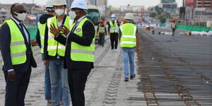 Transport CS James Macharia inspecting the Nairobi Expressway on March 31, 2021