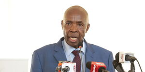 Education Cabinet Secretary Ezekiel Machogu releasing the 2023 KCPE results at Mtihani House on November 23, 2023.