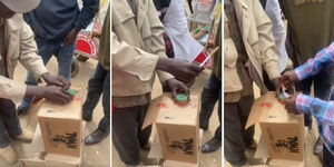A photo collage of a magic trick performance in Nairobi's Central Business District on May 30, 2023. 