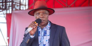 Former Mungiki Leader Maina Njenga speaking in Kitui County on October 14, 2023.