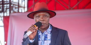 Azimio politician Maina Njega addresses a public forum in Nairobi on October 14, 2023. 