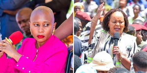A photo of Kirinyaga Woman Representative Njeri Maina and County Governor Anne Waiguru in November 18, 2023. 