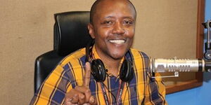 Classic FM radio presenter Maina Kageni during a show at the station.