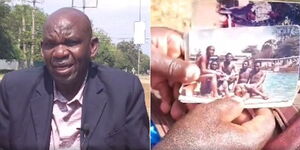 A photo collage of Stanley Makori (left) and him showing a picture from his university days at the UoN.