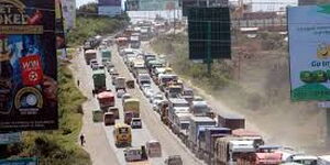 Traffic jam along Makupa causeway in Mombasa. 