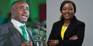 A photo collage of former Kakamega Senator Cleophas Malala (left) and Embu Governor Cecily Mbarire