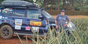 Malkit Rooprai with his car in Kenya on May 29, 2023