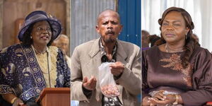 Collage of Mama Ngina (left), Martin Kamotho alias Githeri man (Centre) and Second Lady Pastor Dorcas Rigathi.