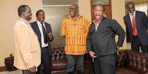 H.E. Raila Odinga meeting, Dr. David Ndii, Prof Herman Manyora and Dr. John Githongo, March 14, 2018