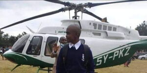 An image of one of the boys who was flown by Raila