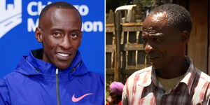 Marathon record-holder Kelvin Kiptum (left) and his father Samson Cheruiyot.