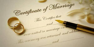 A photo of a marriage certificate
