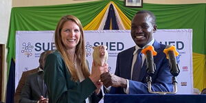 UK High Commissioner Jane Marrott and Kisii Governor Simba Arati on Tuesday April 18, 2023