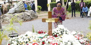 hief Justice Martha Koome visits Raila Odinga's grave in Bondo, Siaya County on Saturday, November 1, 2025.