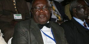Veteran politician Martin Shikuku poses for a photo in April 2012. 