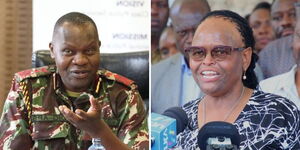 A photo collage of Acting Inspector General Gilbert Masengeli and Chief Justice Martha Koome