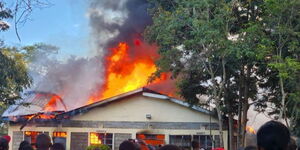A dormitory on fire at Masii Boys High School, Machakos