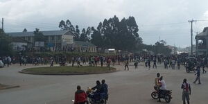 Masinde Muliro university students demonstrations blocking Kakamega -Kisumu Rd at Lurambi  on 19.11.2022.
