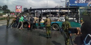 Matatus at a bus stage. The PSVs were directed not to carry more than 50% of their capacity to adhere to social distancing regulations.