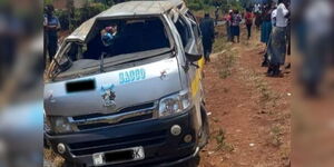 The matatu involved in the accident along  Sagana-Karatina highway, October 2.