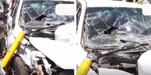 A photo collage of the wreckage of a matatu after an accident that occurred in Embu town on September 23, 2023. 