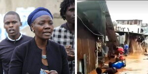 Collage image of Benna Buluma, who passed away in the Mathare flooding and residents being evacuated from the flooded areas.