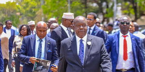 Former Cabinet Secretary, Fred Matiang'i during former Prime Minister Raila Odinga's burial in Bondo, Siaya County on Sunday, October 19, 2025.