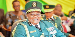 Outgoing National Youth Service(NYS) Director General Matilda Sakwa during her final parade on Wednesday, April 19. 