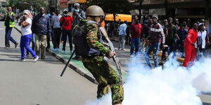 Protests outside the Gitaru hydropower generation plant in Mbeere South.