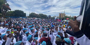 Medical doctors participating in a strike on April 9, 2024