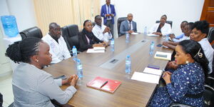 Health CS Deborah Barasa in a meeting with Ministry of Health officials