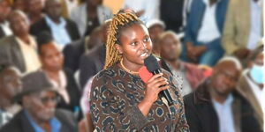 Activist Mercy Tarus makes her submission before Uasin Gishu leaders on the Finland Scholarships Scandal.