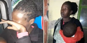 A photo collage of Mercy Wangui cries after being locked out of her apartment in Githurai, Nairobi County.