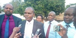 Migori County Assembly speaker Boaz Okoth addressing the press in 2017.