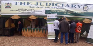 A photo of a banner showing the Migori Law Courts. 