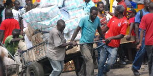 A mkokoteni puller in Nairobi
