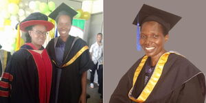 Milkah Mwasi poses for photos at JKUAT after graduating on Tuesday, June 28, 2022