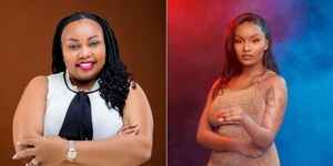 Photo collage of former senator Millicent Omanga (left) and Youtuber Georgina Njenga.