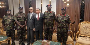 Kenya's DNSI Director delegation meets with Egypt's Minister of Military Production, Engineer Mohamed Salah El-Din Mostafa (third from left), during the Kenyan delegation's visit to Egypt on December 20, 2025.