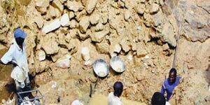 Gold miners at a site in Kakamega county