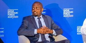 Trade and Industry CS Moses Kuria speaks at the Qatar Economic Forum in Doha, Qatar, on May 24, 2023.