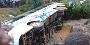 Modern Coast bus plunges into a river in Masosa area, Kisii County on Wednesday, December 28, 2022.