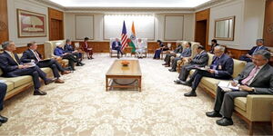 Indian Prime Minister Narendra Modi welcomes US President Joe Biden to G20 summit on September 8, 2023.